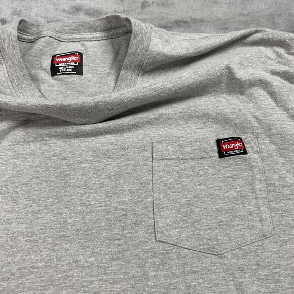 Wrangler Workwear Short Sleeve T Shirt 4XL (58-60) Front Pocket Lot Gray Black - Picture 7 of 10